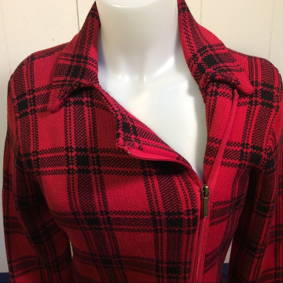 Chaps Plaid womens sweater jacket size small - Picture 2 of 7